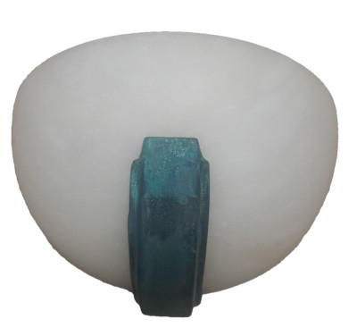 VINTAGE/BATH VANITY/WALL FIXTURE SCONE/HALF MOON WHITE ALBASTER GLASS 1-LIGHT