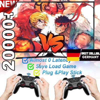 20000+ Retro Videospielkonsole 4K HD TV Spiel Stick 64G+2X Wireless Controller
