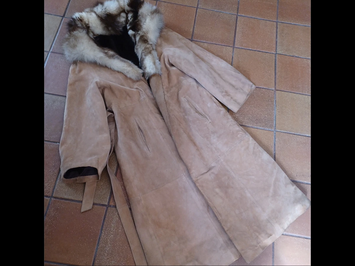 manteau long cro te de cuir de porc daim chaud fourr