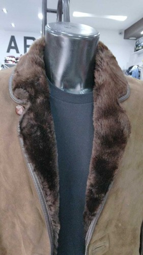MONTONE SHEARLING Donna woman Marrone in vera pelle VINTAGE tg 50 MON 160 LZ - Picture 7 of 9