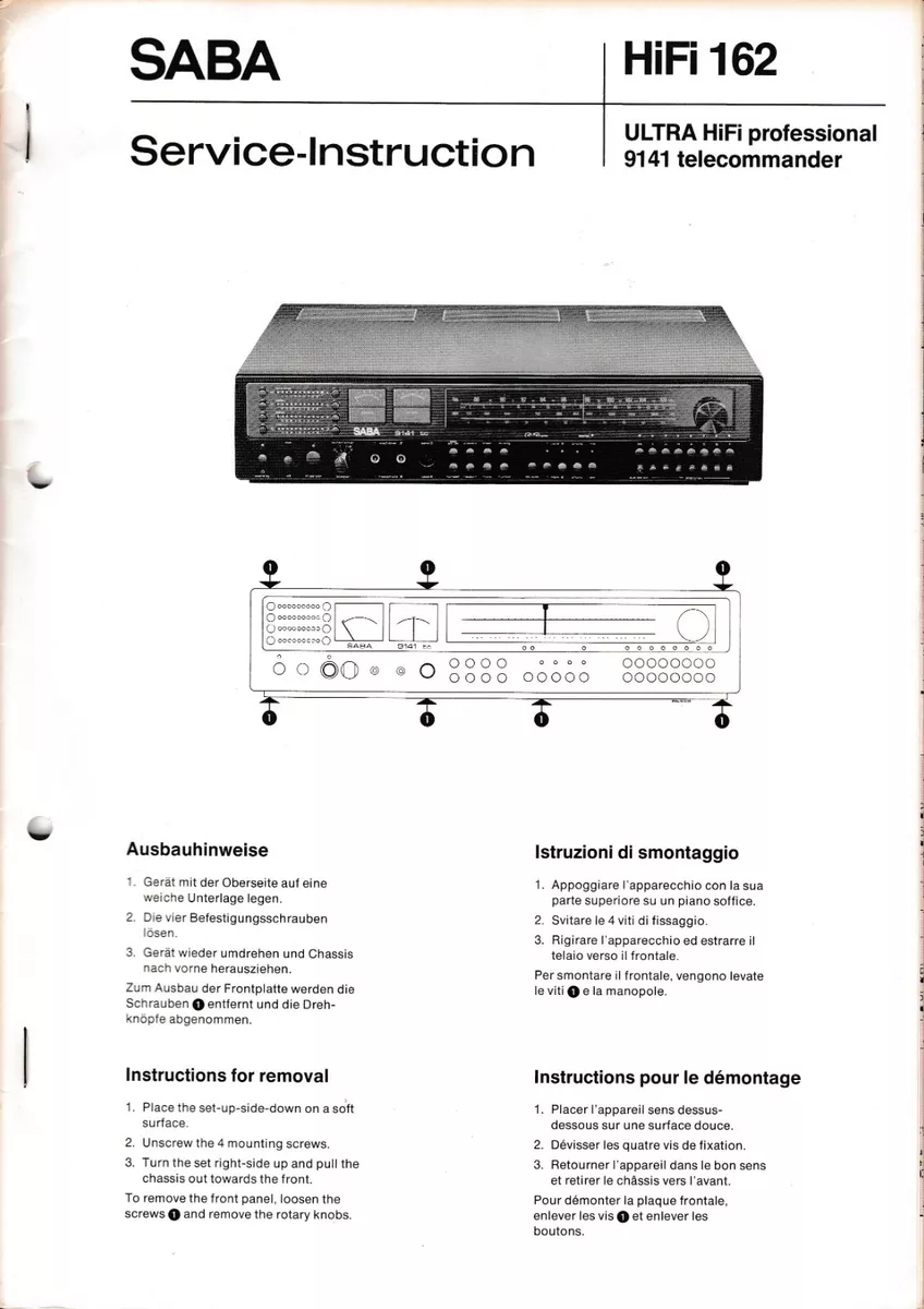 Service Manual Guide for Saba Ultra HiFi Professional 9141