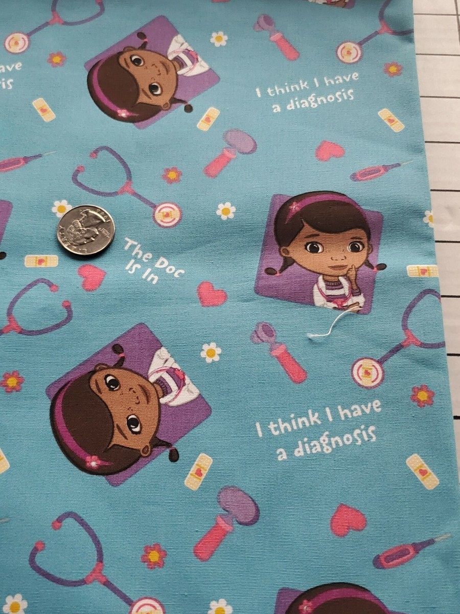 3/4 Yd Doc Mcstuffins The Doc is In Blue Cotton Quilting Sewing Fabric