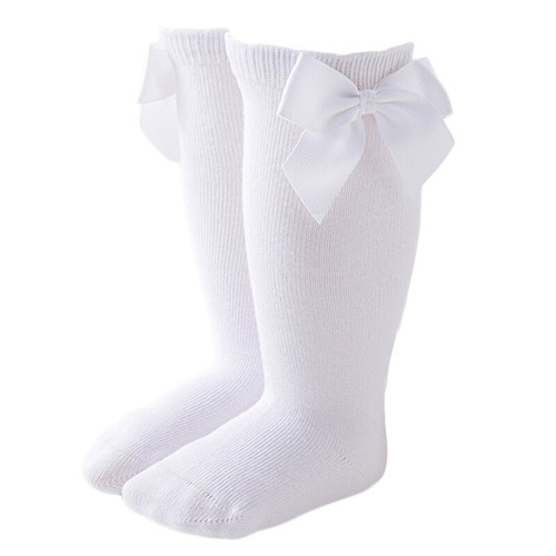 Baby Girls Knee High Socks Cute Bowknot Solid Color Toddler Infant Stockings - Picture 5 of 16