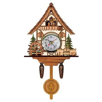 Antique Wooden Cuckoo Clock Wall Birdhouse with Auto Swing Bell Pendulum for ...