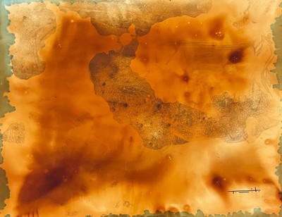 Tonito Original Painting.Incredible Organic.Otherworldly art.OLD Treasure map
