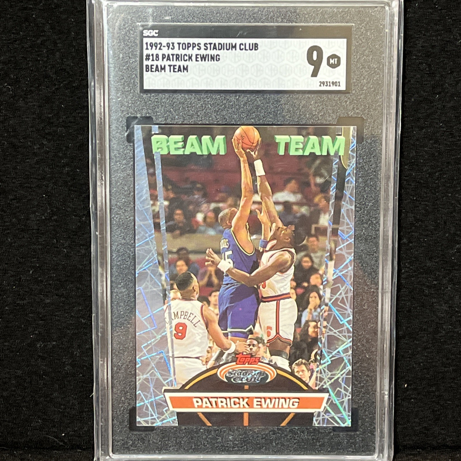 Beam Team Patrick Ewing 1992-93 Topps Stadium Club #18 SGC 9 MINT HOF Knicks