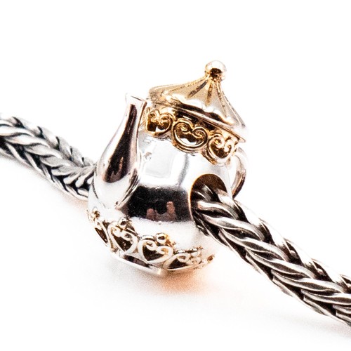 Teapot Sterling Silver Charm With Yellow Gold Plated Accents - Picture 5 of 5
