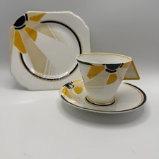 Shelley Sunray Vogue Trio 11742 Art Deco Cup Saucer Plate c1930 Eric Slater