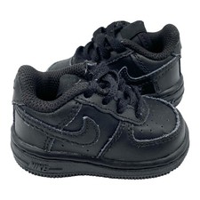 Nike Air Force 1 Low Toddler Size 2C Triple Black Athletic Leather Shoes Sneaker