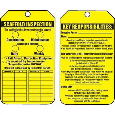 Accuform Trs318ptp Tag, Scaffold, Plastic, 5 3/4 In H X 3 1/4 In W, Rectangle,