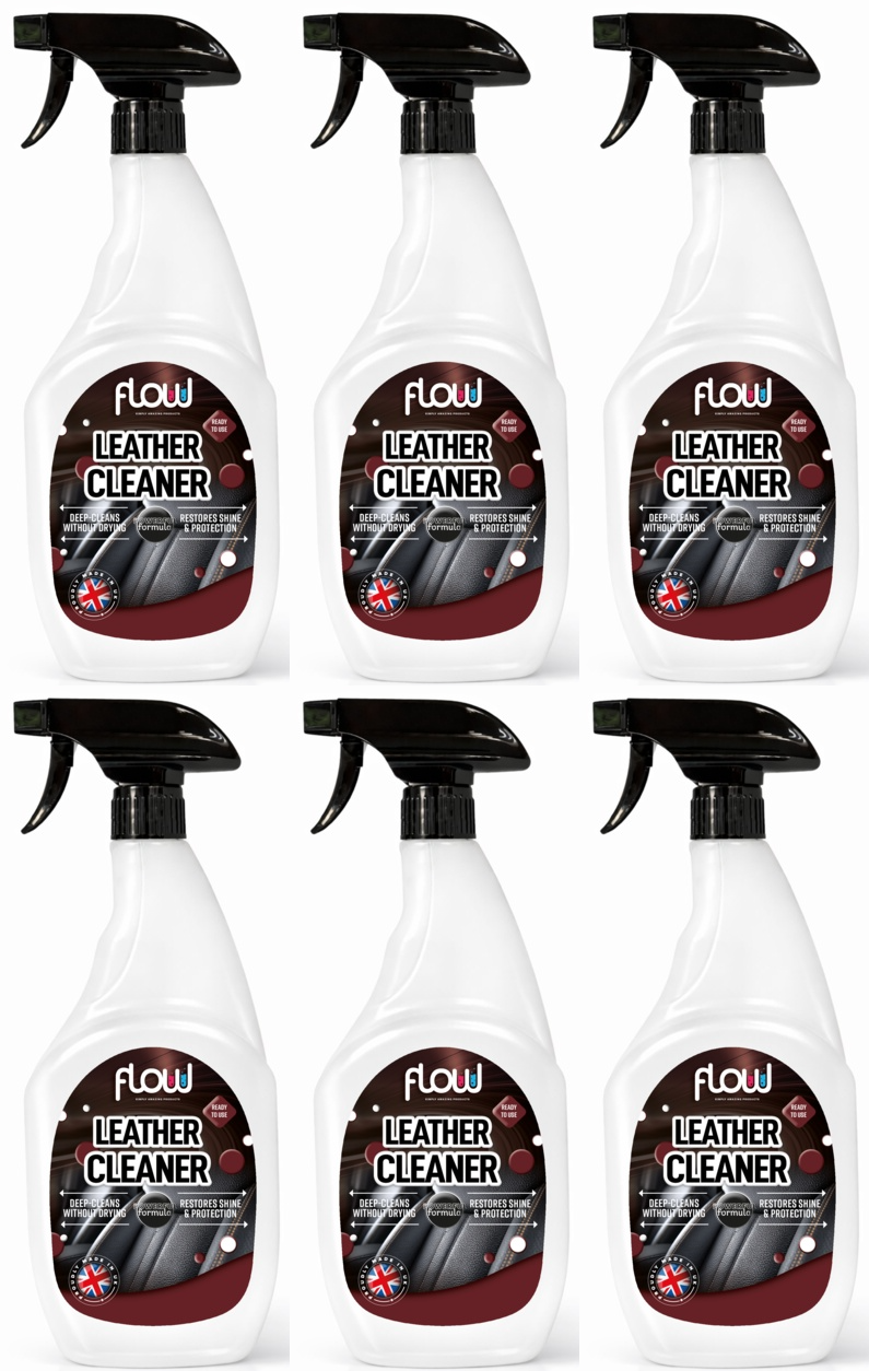 6x FlowChem Leather Cleaner Interior Car Van Dirt Stains Shine Protect 750ml