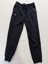 Under Armour Fleece Jogger Pants Black Youth XL Drawstring Elastic Waist Loose