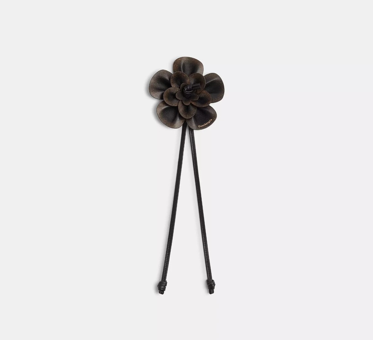Coach Coachtopia Rose Bag Charm In Upcrafted Leather Black Brown