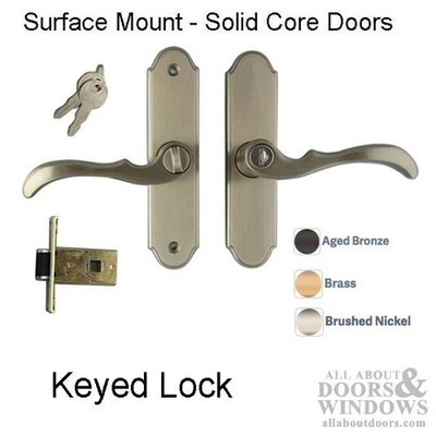 Larson Mortise Lever 1-3/16 Backset Storm Door Keyed Lock 4-3/4 Screw Spacing