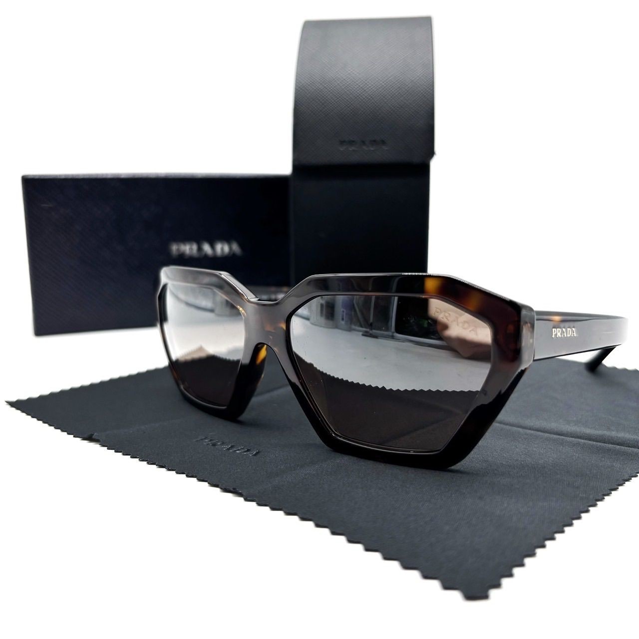 Prada Sunglasses Tortoiseshell Pattern Geometric … - image 1