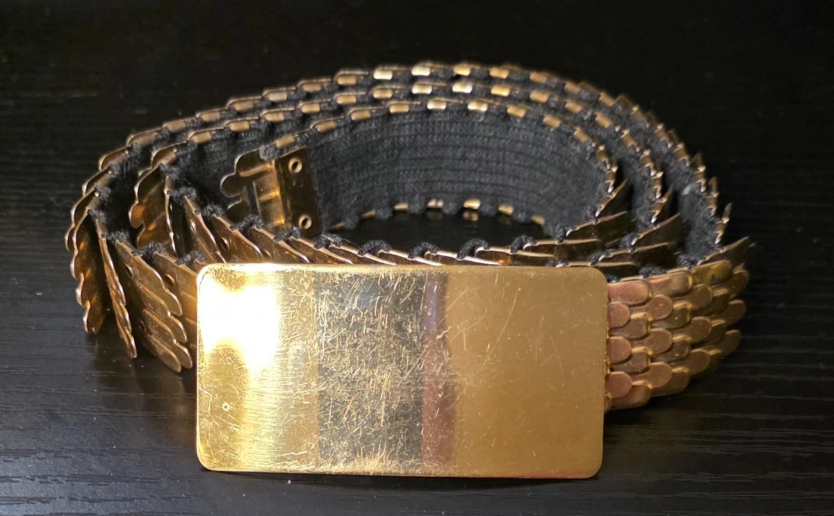 Vintage 80s Gold Rope Belt Two Tone Silver Clasp Stretch Waist Statement Day Lor Nothing goes better with a vintage knit than a copper belt  main image 3