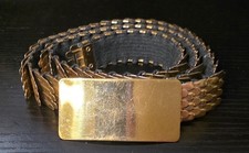 Vintage 1950s-60s Gold Tone Scale Belt - Elastic Stretch - Hook Closure