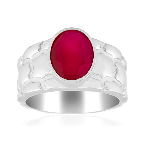 Cavill Sterling Silber Ring 2,35Ct Himbeer Chalzedon Oval Rhodiniert Damen-image