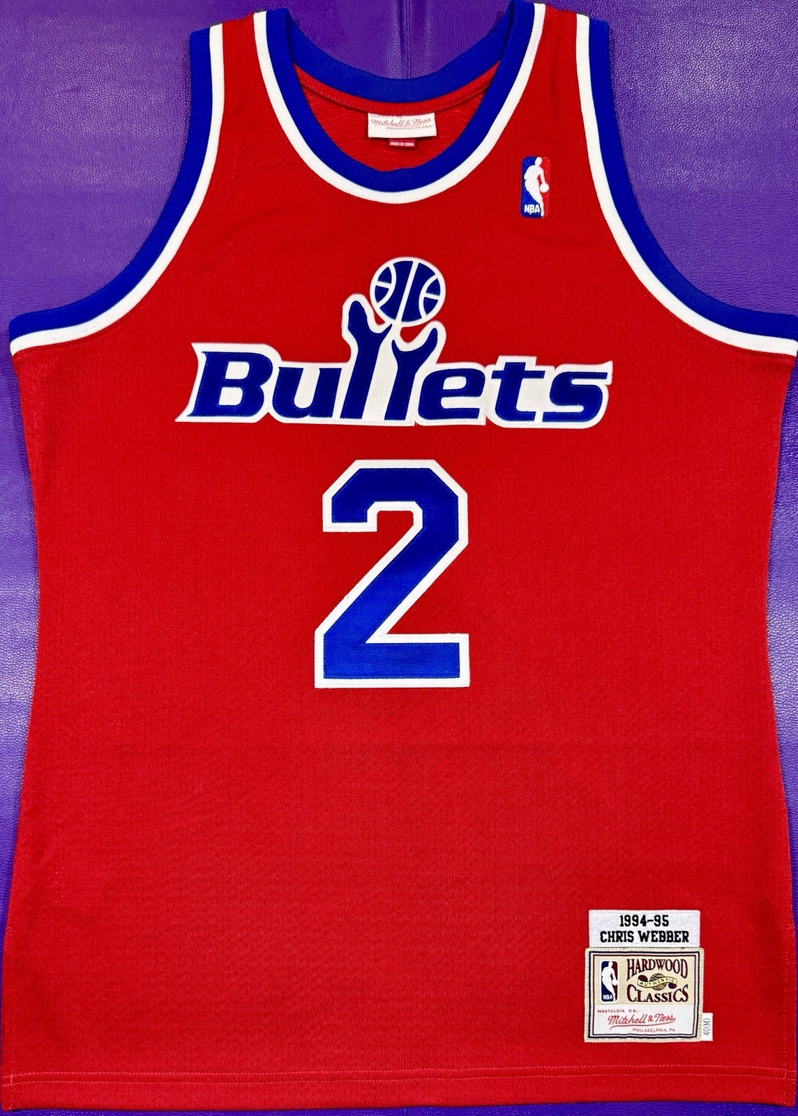 Authentic Chris Webber #2 Mitchell & Ness 1994-1995 Washington Bullets Jersey 40