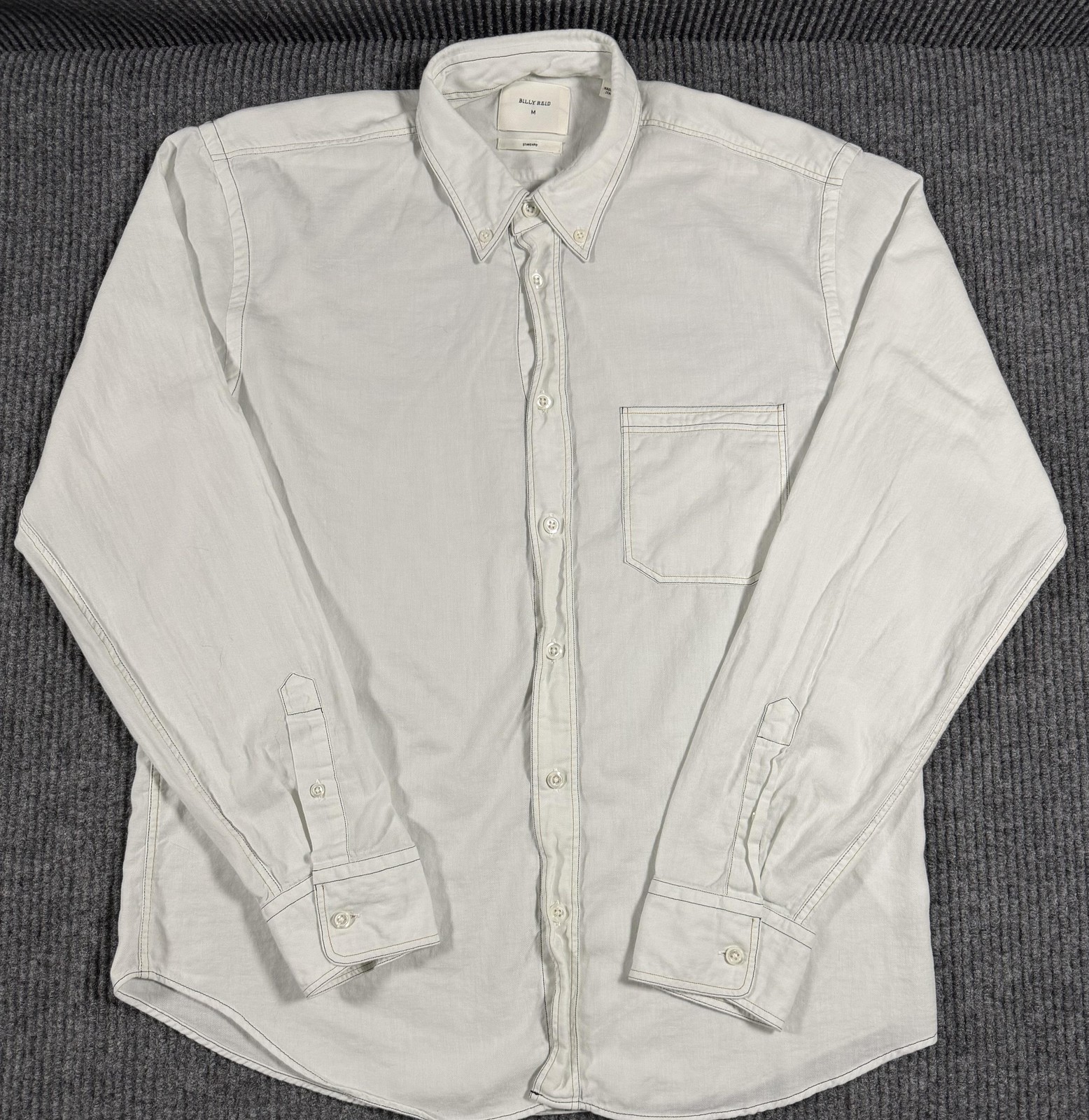 Billy Reid Shirt Mens Medium Standard Long Sleeve Button Up Made Italy White