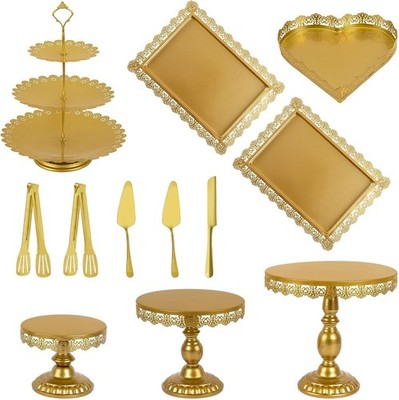 12 Set of Gold Cake Stand Metal Gold Cupcake Stand & Bases para Postres de Mesa