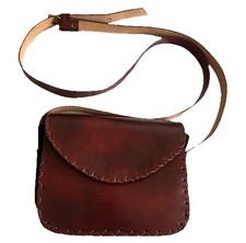 Hand Tooled Genuine Leather Reddish Brown Crossbody Bag Argentina