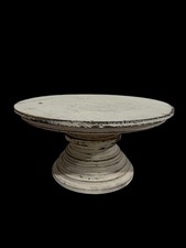 Distressed Wooden Whitewashed Cake Stand Pedestal Centerpiece 10 Wide