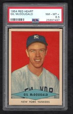 1954 RED HEART GIL McDOUGALD N.Y. Yankees Fresh New Label Low Pop 4!  PSA 8.5