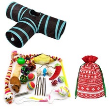 24 Cat Toys Kitten Catnip Toys Variety Pack - 3 Way Tunnel, Interactive Wand,...
