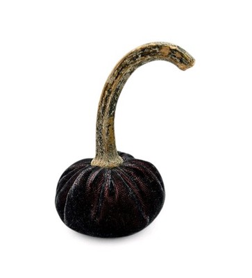 Handmade Dark Brown Velvet Natural Real Stem Small Pumpkin Fall Autumn Decor 
