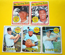 1969 (EX/MT) 5 STARS LOT DETROIT TIGERS FREEHAN-HORTON-McLAIN-STANLEY-McAULIFFE