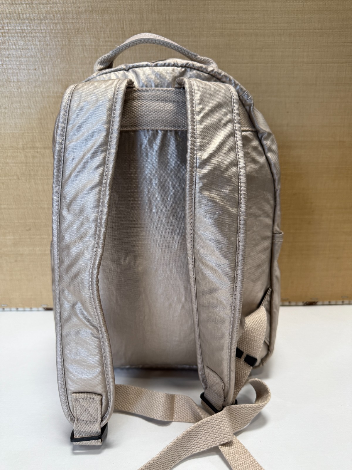 Kipling Metallic Beige Mini Backpack Zippered Poc… - image 3