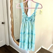 Victoria  s Secret / Blue Floral Lace Slip Lingerie