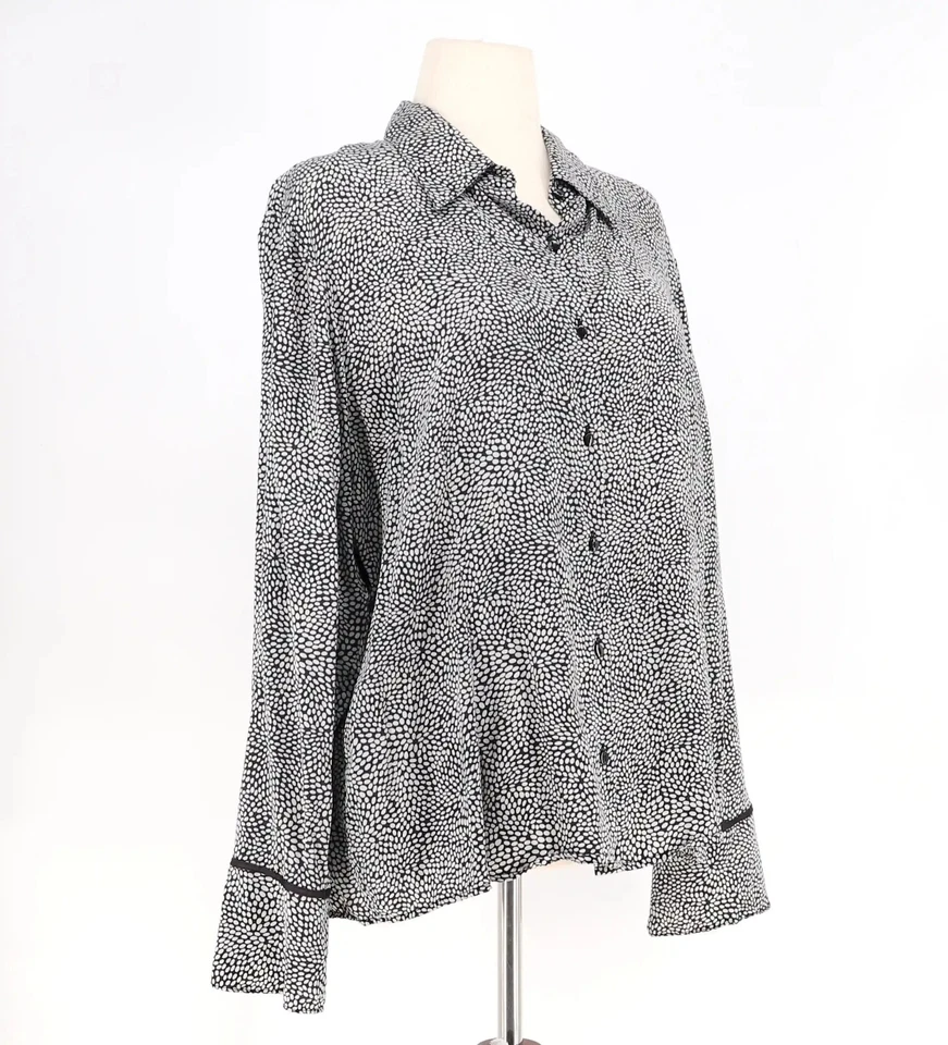 TALBOTS винтажный шелк горошек блузка в черно-белый размер 20 - Изображение 2 из 4