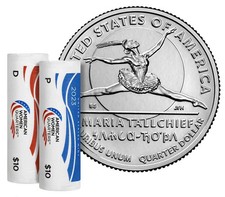 Maria Tallchief 2023 Uncirculated 80 Coin P&D 2- Roll AWQ Quarter Set US Mint