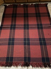 VTG Red Buffalo Plaid Blanket Cabin WOOL Horner Bros Woolen Mills 1940’s 60”x70”