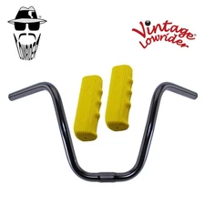 Original Lowrider 9" 25.4 D Handlebar Black Custom 120mm Grips Solid/Yellow