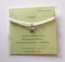 EQUILIBRIUM PLATINIERT FREUND STERN BETTELARMBAND DOPPEL SILBER PERLE GESCHENK