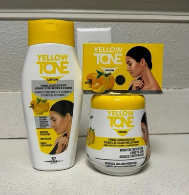 Yellow Tone Brightening Vitamin C Cream Set w/ Lotion Soap, Stretch Marks