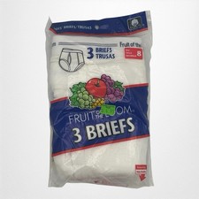 Vintage 2002Unopened Boys 3 Pack Fruit of the Loom White Underwear Briefs Sz 8