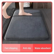 Super Absorbent Bath Mat Anti-Slip Coral Velvet Bathroom Floor Door Mat UK Stock
