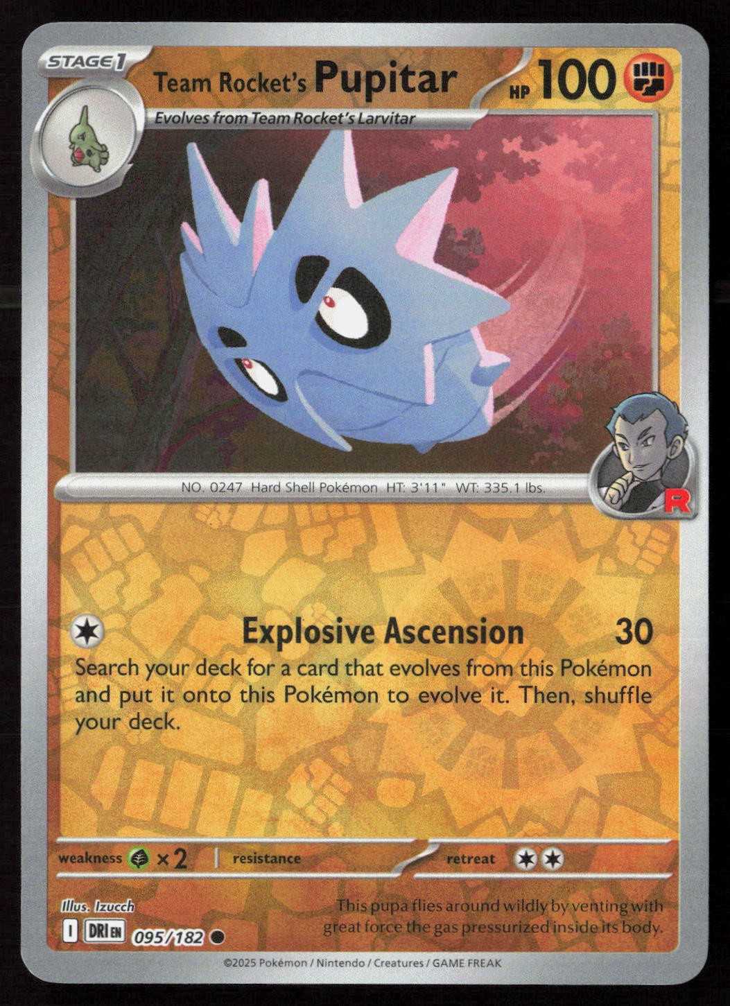 Team Rocket's Pupitar #95/182 (Reverse Holo) NM SV10: Destined Rivals Pokemon