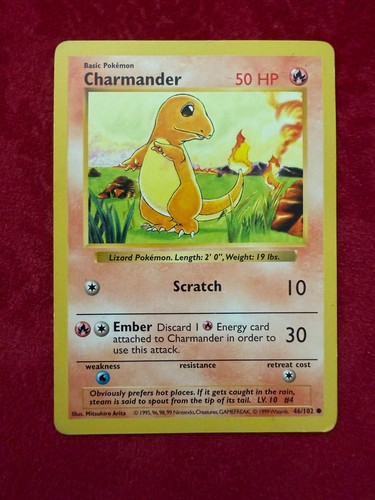 Pokemon TCG Charmander Shadowless 46/102, Base Set (MP)