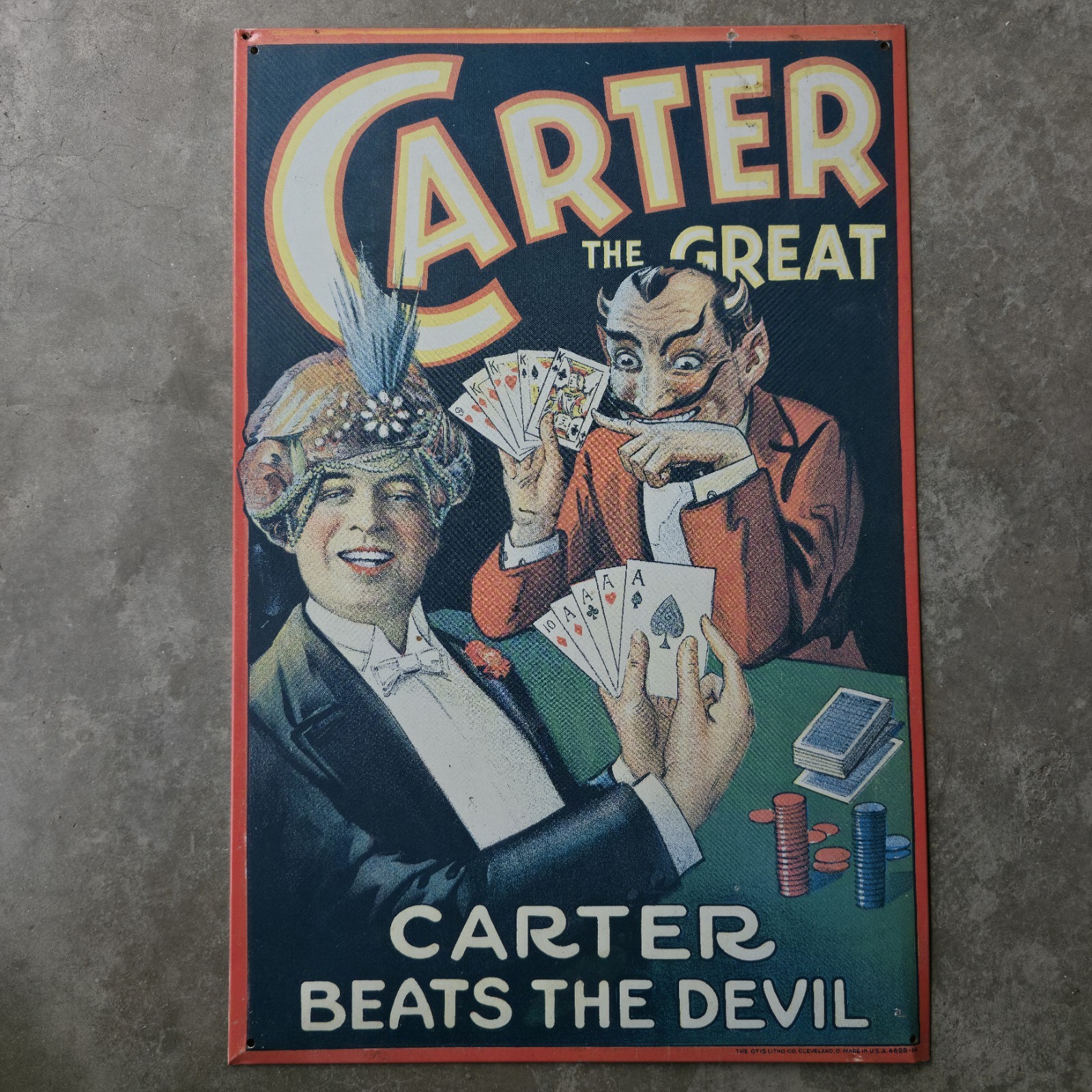 Carter The Great Beats The Devil Metal Sign 16 X 11