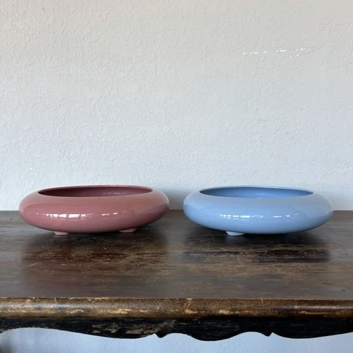 Vintage Haeger Style MCM Low Succulent Pottery Planter Dusty Pink And Blue Vase