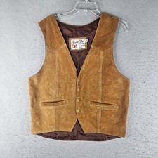 Vintage The Leather Shop Vest Mens 40 Brown Suede Western Sears Button