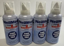 LARGER 4.2 OZ EACH - 4 NeilMed Nasal Mist Saline Spray For Sinus-Allergy-Colds