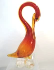 Vintage Murano Italy Red/Amber 10" Blown Art Glass Bird Figure / As Is