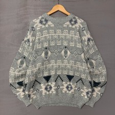 Vintage Sears Men  s Store Retro Aztec Geometric Multicolor Sweater XL