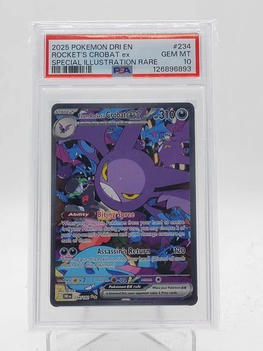 ROCKET'S CROBAT EX 2025 POKEMON DESTINED RIVALS SIR #234/182 PSA 10 Q0895